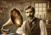 Emile Berliner revoluciona la música: patenta el gramófono en Estados Unidos Emile Berliner en su taller en 1887, orgulloso con su gramófono